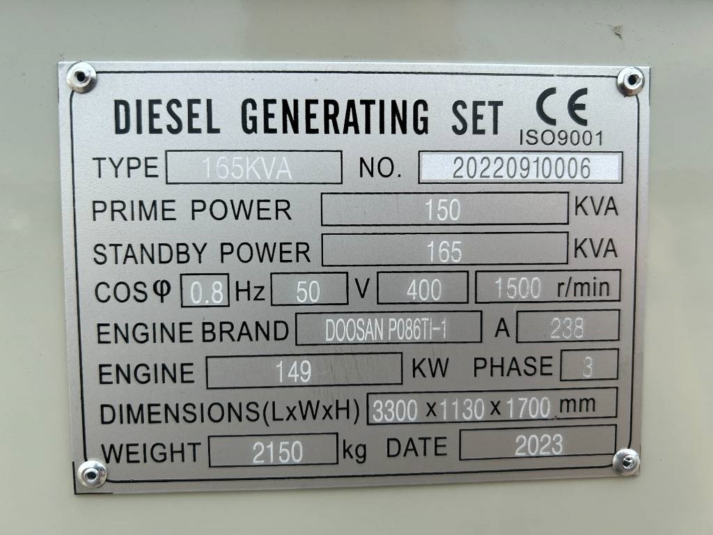 Doosan P086TI-1 - 165 kVA Generator - DPX-19851 - Stromgenerator: das Bild 4 Doosan P086TI-1 - 165 kVA Generator - DPX-19851 - Stromgenerator: das Bild 4