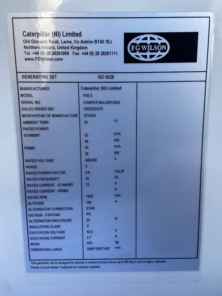 FG Wilson P50-3 - 50 kVA Genset - DPX-16004 - Stromgenerator: das Bild 4 FG Wilson P50-3 - 50 kVA Genset - DPX-16004 - Stromgenerator: das Bild 4
