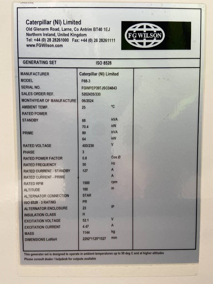 FG Wilson P88-3 - 88 kVA Genset - DPX-16007 - Stromgenerator: das Bild 4 FG Wilson P88-3 - 88 kVA Genset - DPX-16007 - Stromgenerator: das Bild 4