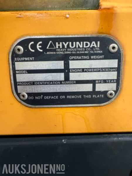 Minibagger 2012 HYUNDAI ROBEX 35Z-9 4,1TONN MINIGRAVER. 2135TIMER NYE BELTER 2024. GRAVESKUFF. PLANERINGSKUFF.: das Bild 23 Minibagger 2012 HYUNDAI ROBEX 35Z-9 4,1TONN MINIGRAVER. 2135TIMER NYE BELTER 2024. GRAVESKUFF. PLANERINGSKUFF.: das Bild 23