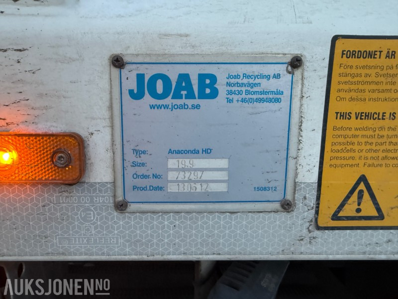 Müllwagen 2013 Volvo FM – Renovasjonsbil – JOAB Anaconda HD – Kran – 358 257 km: das Bild 9