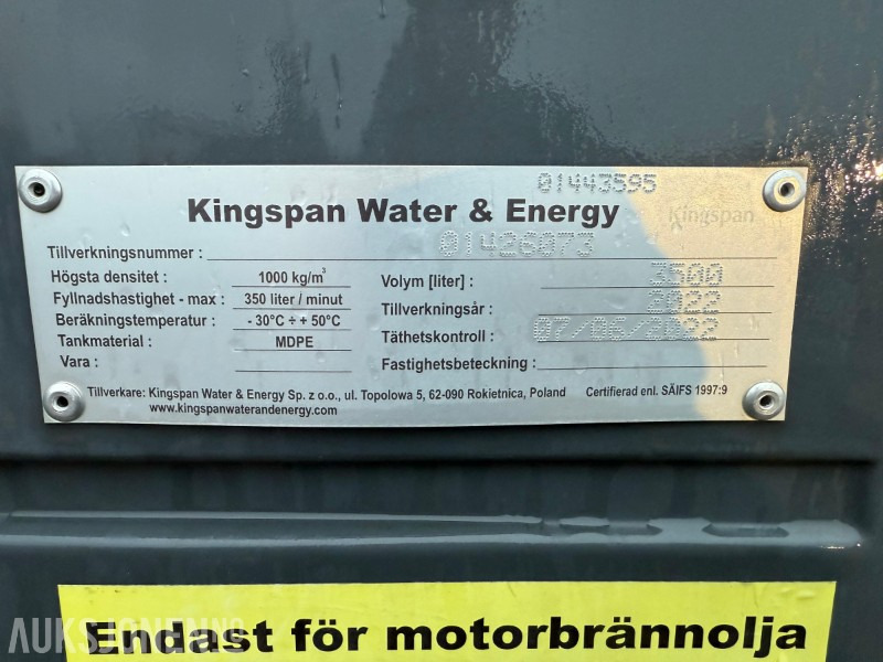 2022 Andre Kingspan Fuelmaster 3500L stasjonær dieseltank med pumpe og låsbart skap. - Baugeräte: das Bild 5 2022 Andre Kingspan Fuelmaster 3500L stasjonær dieseltank med pumpe og låsbart skap. - Baugeräte: das Bild 5