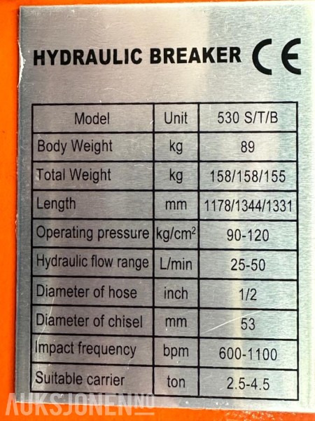 NY KM 530 PIGGHAMMER s40-FESTE CE merket FABRIKKGARANTI - Hydraulikhammer: das Bild 4 NY KM 530 PIGGHAMMER s40-FESTE CE merket FABRIKKGARANTI - Hydraulikhammer: das Bild 4