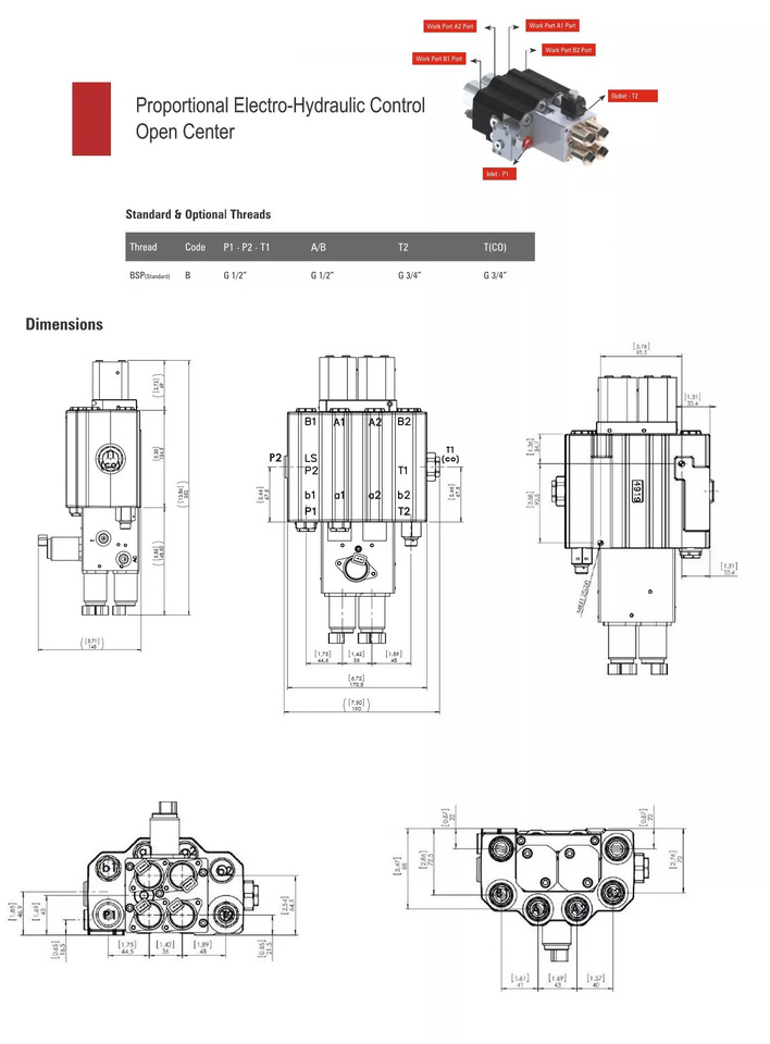 Frontlader für Traktor für LKW Joystick + AKON LVM92 Proportional Valve 90 L/Min 2 Sections for Loader, Closed: das Bild 11
