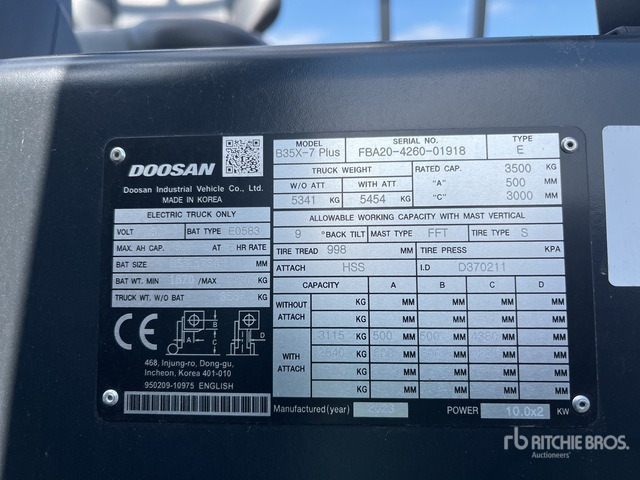 2023 Doosan B35X-7 PLUS (Unused) Electric Forklift - Elektrostapler: das Bild 3 2023 Doosan B35X-7 PLUS (Unused) Electric Forklift - Elektrostapler: das Bild 3