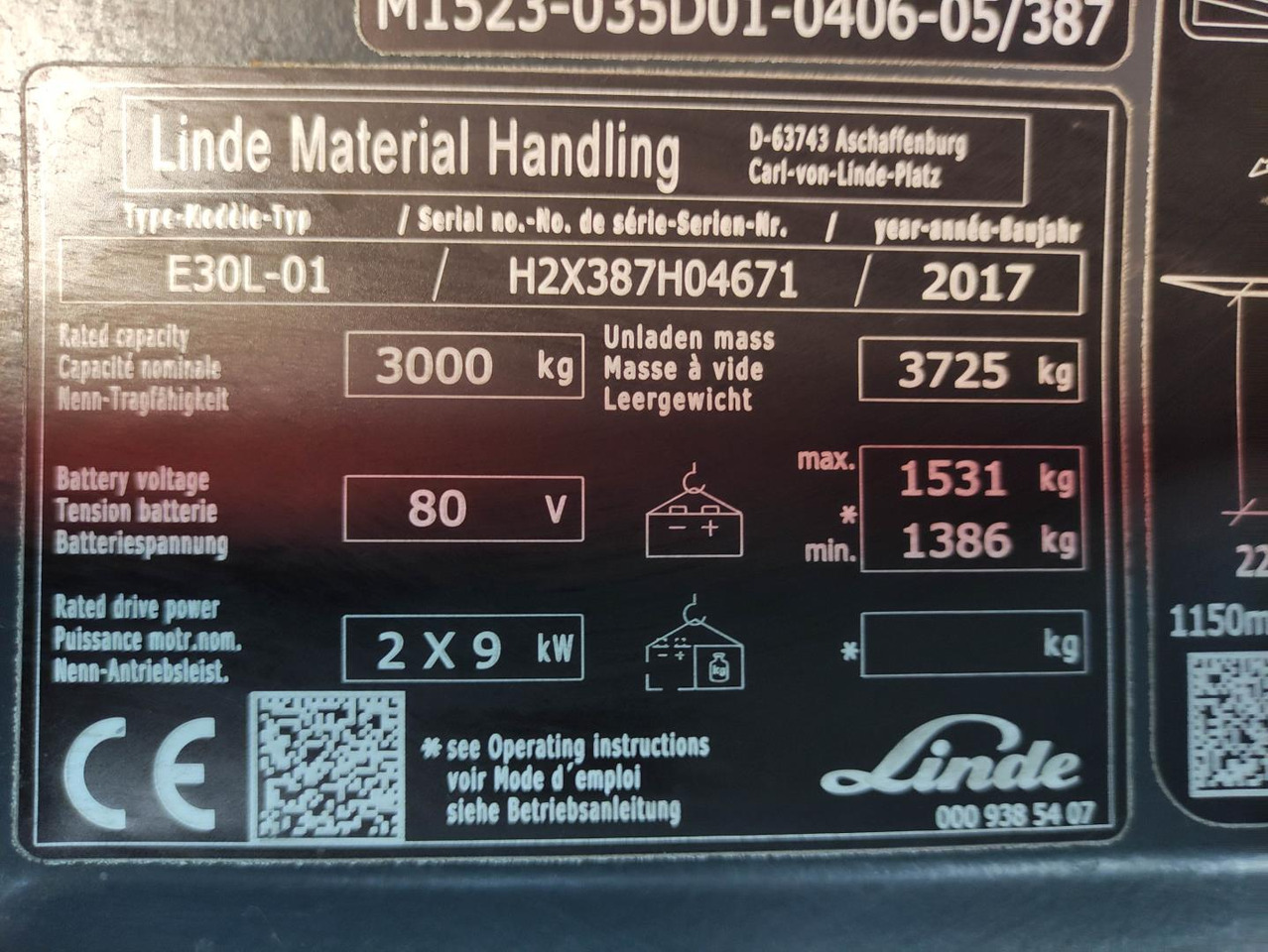 Elektrostapler Linde E30L-01-387: das Bild 7 Elektrostapler Linde E30L-01-387: das Bild 7