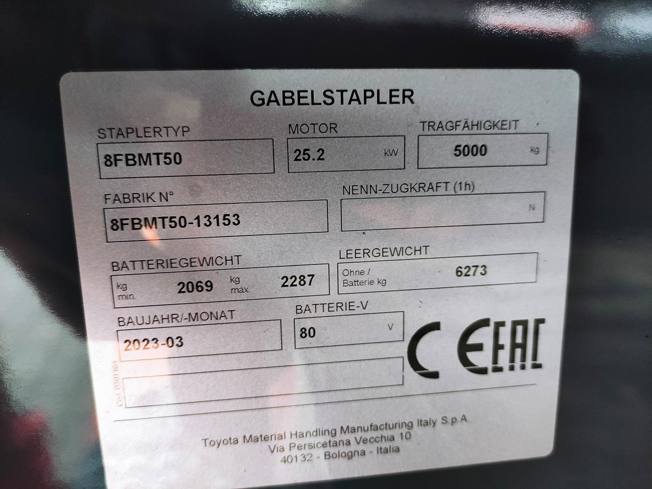 Toyota 8FBMT50 (NEU) - Elektrostapler: das Bild 1 Toyota 8FBMT50 (NEU) - Elektrostapler: das Bild 1