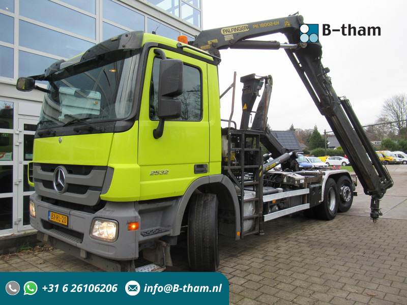 Mercedes-Benz ACTROS 2532 6x2 Palift T20 + Palfinger PK18002-EH Haak - Kraan - Abrollkipper, Autokran: das Bild 1 Mercedes-Benz ACTROS 2532 6x2 Palift T20 + Palfinger PK18002-EH Haak - Kraan - Abrollkipper, Autokran: das Bild 1