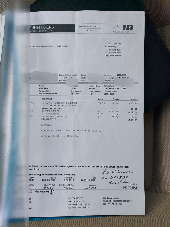 Audi A4 1.6 Limousine Klima Sitzheiz. PDC AHK - Limousine: das Bild 3 Audi A4 1.6 Limousine Klima Sitzheiz. PDC AHK - Limousine: das Bild 3