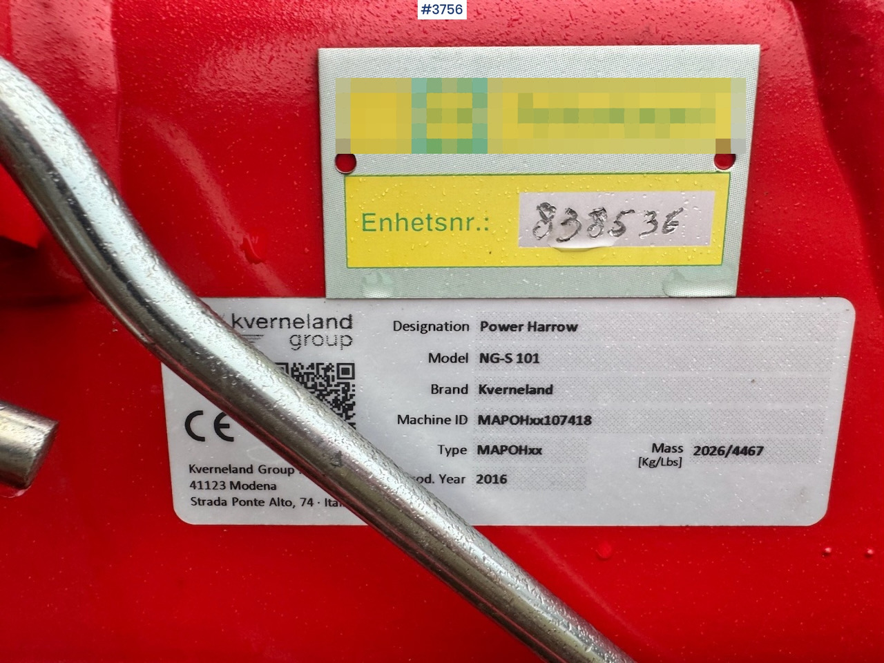 Technik für Bodenbearbeitung 2016 Kverneland NG-S 101 rotary harrow w/ frontkit.: das Bild 7