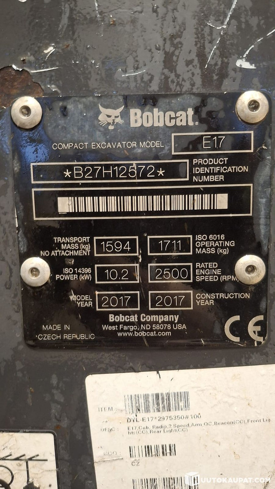 Bobcat E17 excavator, 2017 model, 1,997 h, Espoo - Minibagger: das Bild 2 Bobcat E17 excavator, 2017 model, 1,997 h, Espoo - Minibagger: das Bild 2