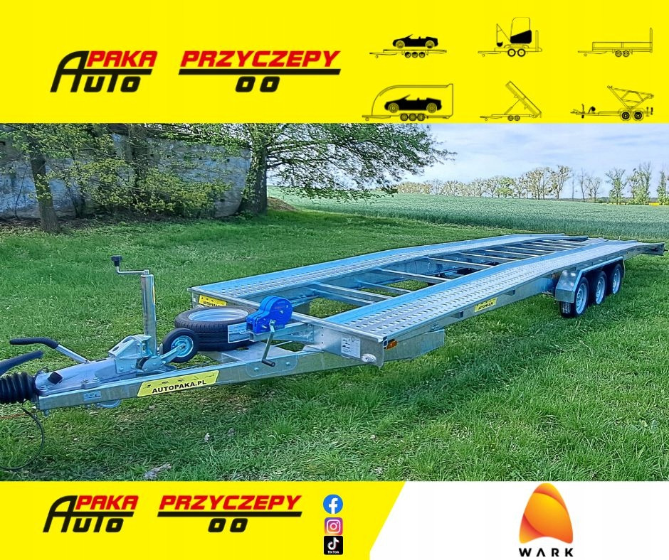 LAWETA Z NAJAZDAMI NA 2 AUTA 8,5x2M DMC 3500, 3 OSIE / CAR TRANSPORTER WITH RAMPS FOR 2 CARS 8.5x2M DMC 3500, 3 AXLES - Autotransporter Anhänger: das Bild 1 LAWETA Z NAJAZDAMI NA 2 AUTA 8,5x2M DMC 3500, 3 OSIE / CAR TRANSPORTER WITH RAMPS FOR 2 CARS 8.5x2M DMC 3500, 3 AXLES - Autotransporter Anhänger: das Bild 1