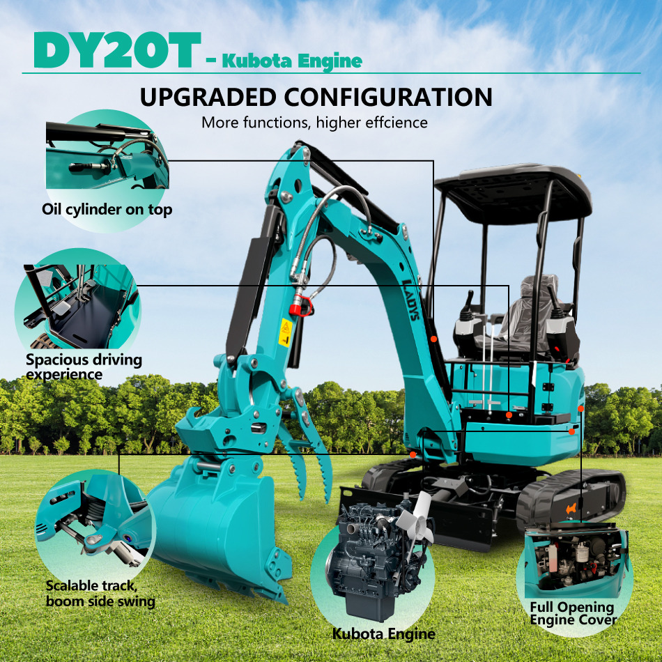 LADYS DY20T Mini Excavator Euro 5/Epa Engine Kubota Mini Excavator For Sale - Minibagger: das Bild 3 LADYS DY20T Mini Excavator Euro 5/Epa Engine Kubota Mini Excavator For Sale - Minibagger: das Bild 3
