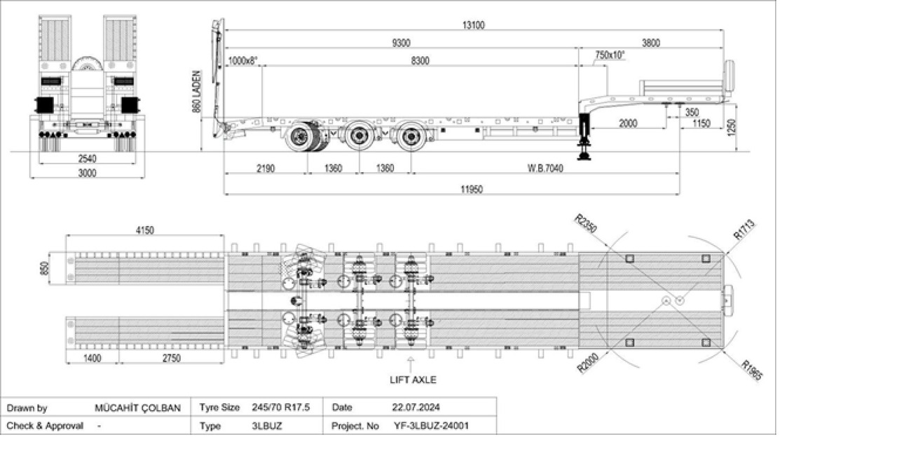 YALCIN 3 ESSIEUX STD - Tieflader Auflieger: das Bild 3 YALCIN 3 ESSIEUX STD - Tieflader Auflieger: das Bild 3