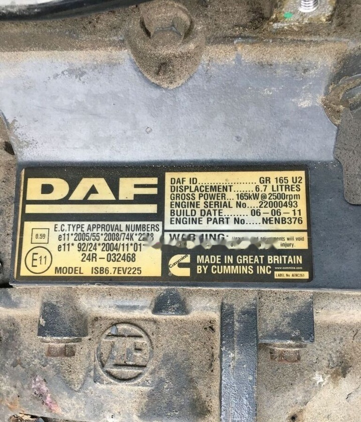 DAF GR165 U2 DAF Lf45 - Motor für LKW: das Bild 1 DAF GR165 U2 DAF Lf45 - Motor für LKW: das Bild 1