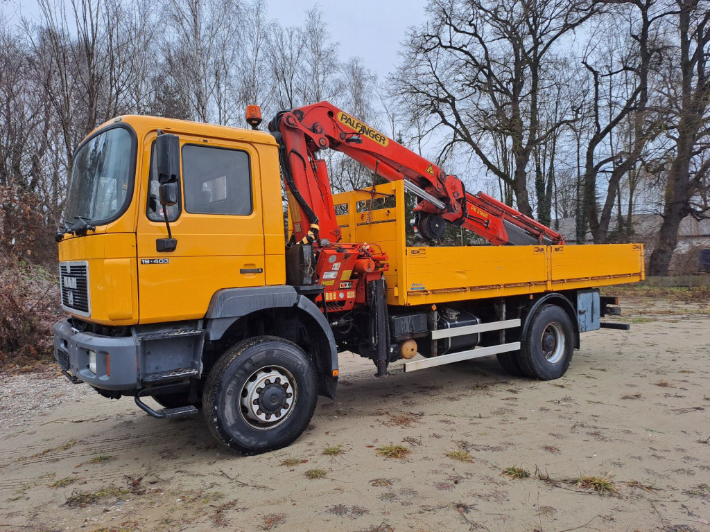 MAN 19.403 Pritsche 4x4 mit Palfingerkran PK 21000 mit Funk - Fernbedienung - Autokran: das Bild 1 MAN 19.403 Pritsche 4x4 mit Palfingerkran PK 21000 mit Funk - Fernbedienung - Autokran: das Bild 1