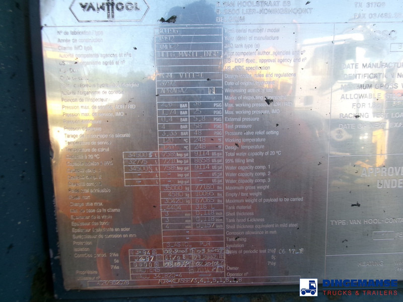 Lagertank Van Hool Tank container 34.5 m3 / 1 comp IMO2 / L4BH / 30 ft: das Bild 17
