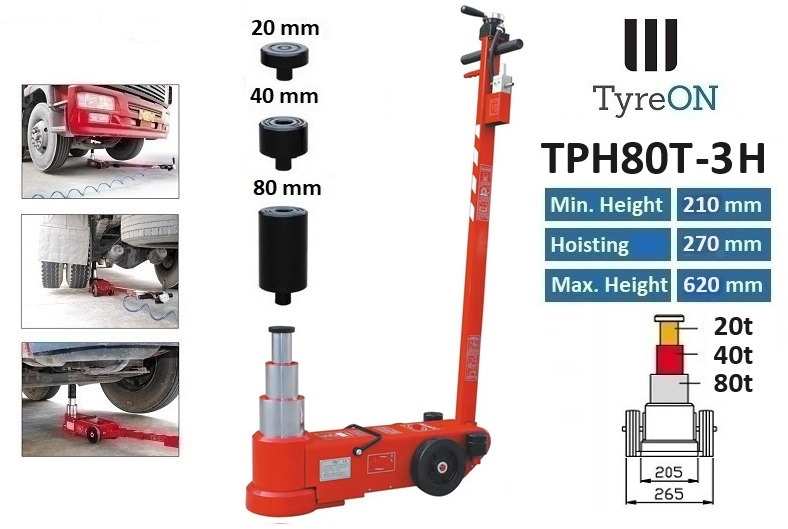 TPH80T-3H Air hydraulic jack 80 Tons - Minimum height 21 cm - Werkstattgerät: das Bild 1 TPH80T-3H Air hydraulic jack 80 Tons - Minimum height 21 cm - Werkstattgerät: das Bild 1