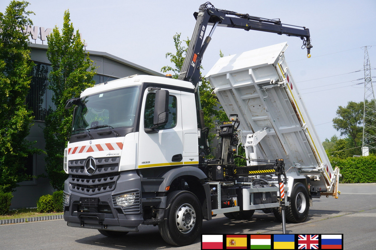 MERCEDES-BENZ Arocs 1833 / 87,000 km!!! / Hds HIAB X-DUO 128 B-2 / three-sided tipper - Autokran, Autokran: das Bild 1 MERCEDES-BENZ Arocs 1833 / 87,000 km!!! / Hds HIAB X-DUO 128 B-2 / three-sided tipper - Autokran, Autokran: das Bild 1