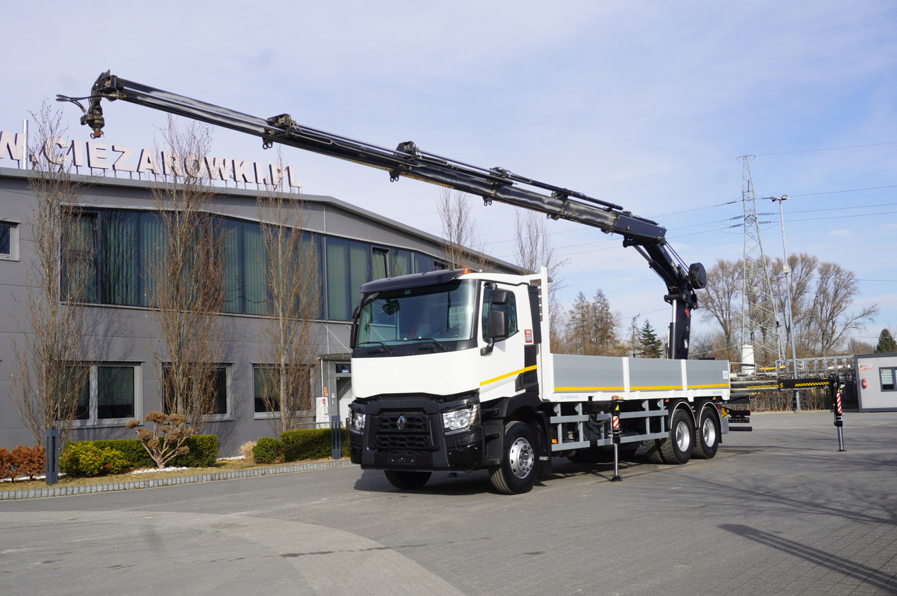 Rückewagen RENAULT C430 / HIAB 244 EP-5 HIDUO crane 8400 kg 15 m / Platform with stanchions: das Bild 1