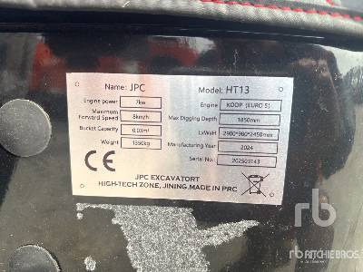 JPC HT13 Mini Pelle (Non Utilise) (Unused) - Minibagger: das Bild 5 JPC HT13 Mini Pelle (Non Utilise) (Unused) - Minibagger: das Bild 5