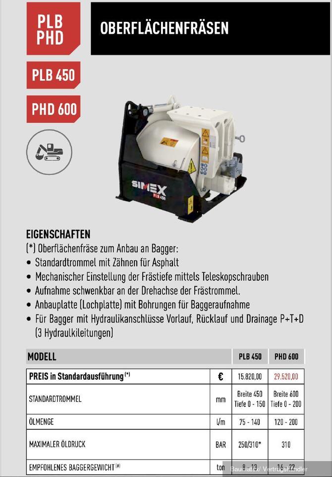 Kaltfräse neu kaufen Simex PLB350/ 450 für Bagger von 6,5- 15to.: das Bild 8