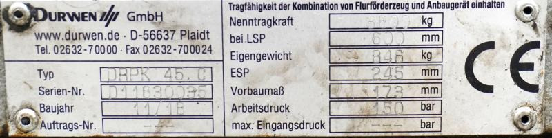 DURWEN DRPK45C, Breite 1630 mm - Gabel: das Bild 5 DURWEN DRPK45C, Breite 1630 mm - Gabel: das Bild 5