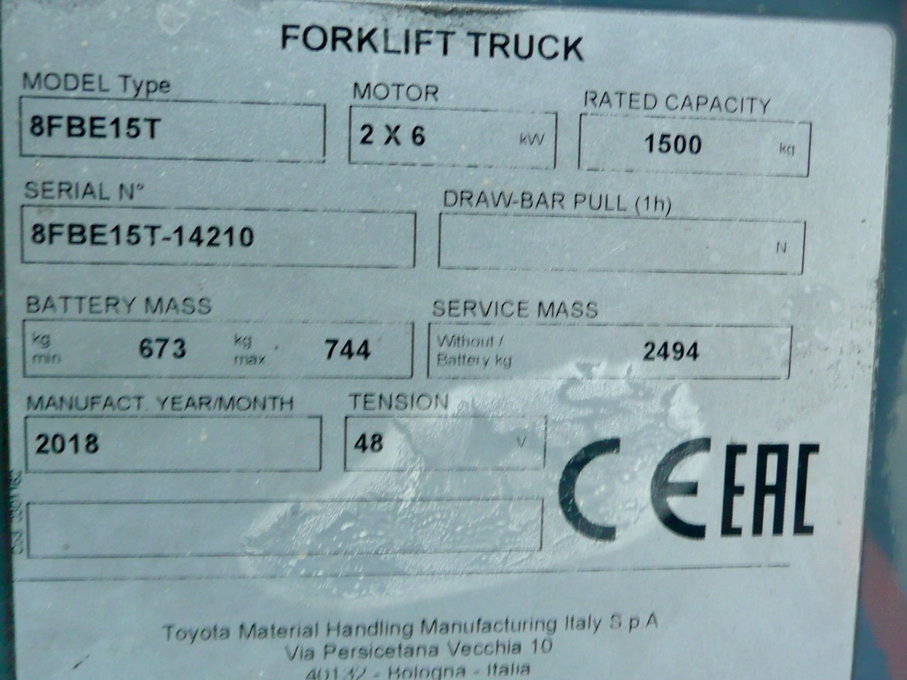 Elektrostapler Toyota 8FBE15T: das Bild 10