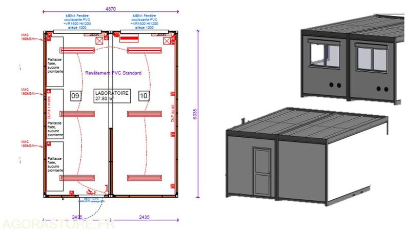 Module double "Laboratoire" - Wohncontainer: das Bild 2 Module double "Laboratoire" - Wohncontainer: das Bild 2