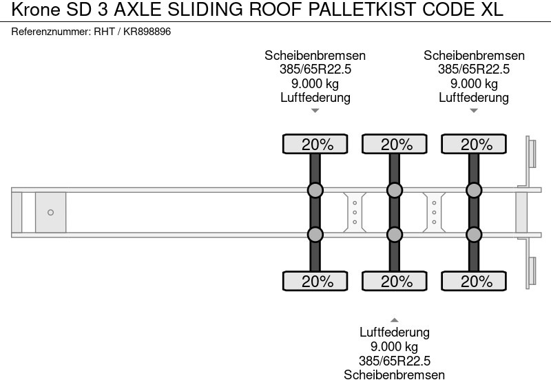 Planenauflieger Krone SD 3 AXLE SLIDING ROOF PALLETKIST CODE XL: das Bild 14