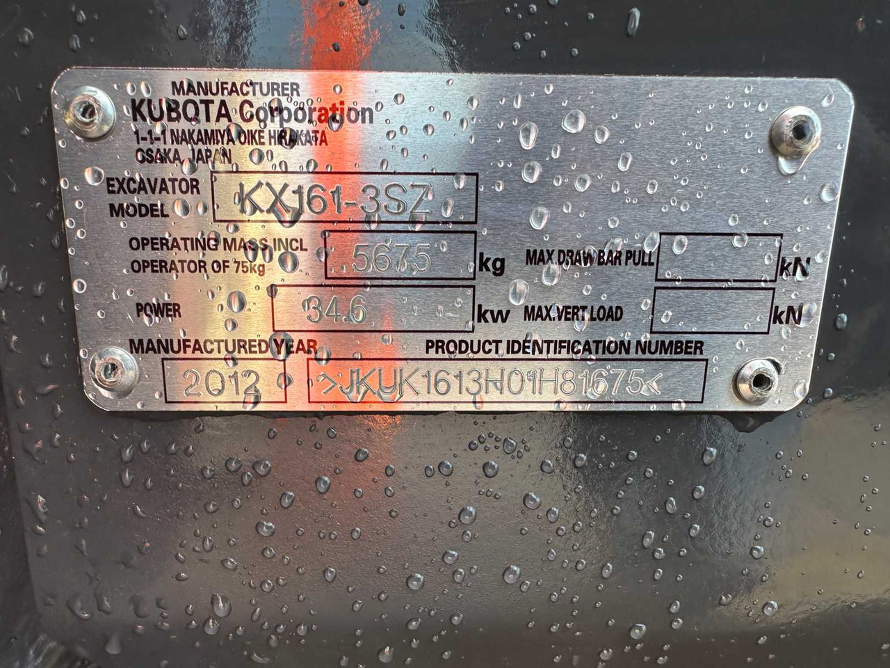 Bagger KUBOTA - 2012 - KX161-3SZ - MIDI EXCAVATOR: das Bild 17 Bagger KUBOTA - 2012 - KX161-3SZ - MIDI EXCAVATOR: das Bild 17
