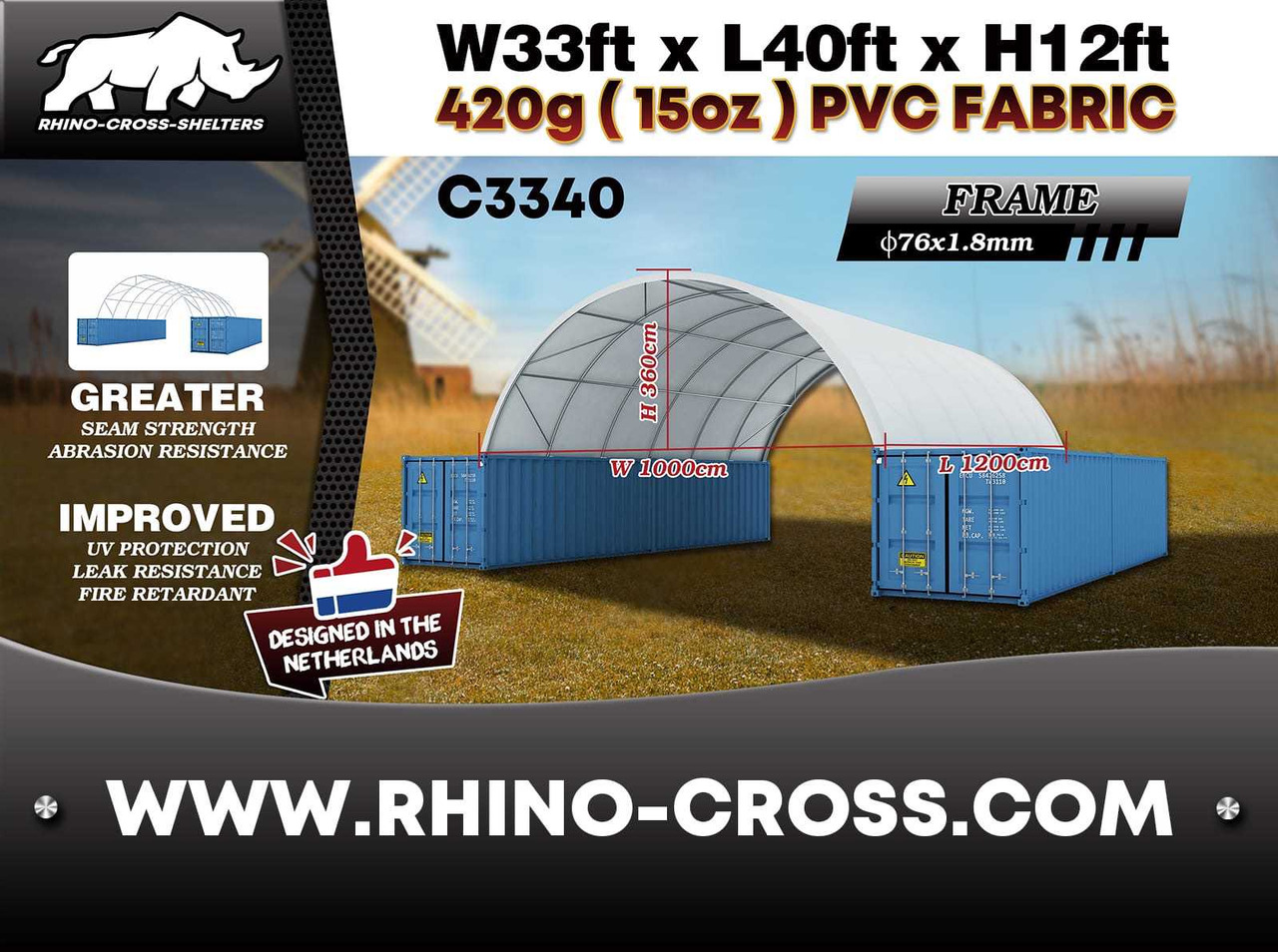 Rhino-Cross-Shelter C3340 - 12x10x3,6 m - Lagertank: das Bild 3 Rhino-Cross-Shelter C3340 - 12x10x3,6 m - Lagertank: das Bild 3