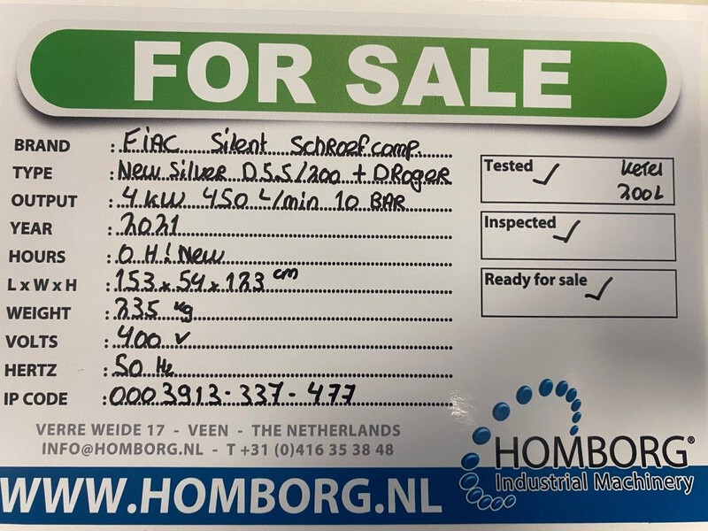 Fiac New Silver D 5.5 / 200 Silent 4 kW 450 L / min 10 Bar Elektrische Schroefcompressor met ketel en droger - Luftkompressor: das Bild 2 Fiac New Silver D 5.5 / 200 Silent 4 kW 450 L / min 10 Bar Elektrische Schroefcompressor met ketel en droger - Luftkompressor: das Bild 2