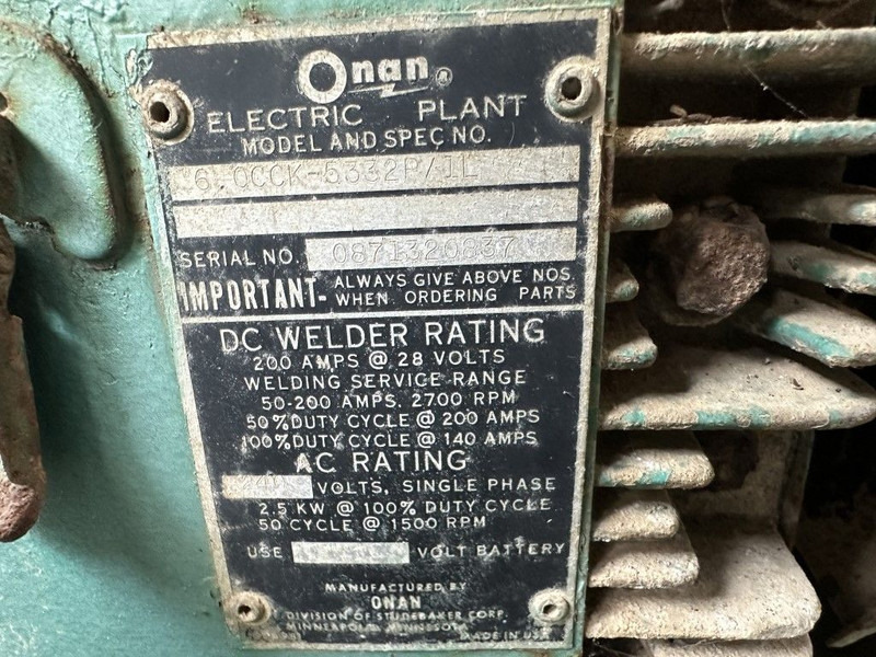 GENERATOR Onan Portaweld 200 Las generator Welding generator 200 Amp Benzine Petrol - Stromgenerator: das Bild 3 GENERATOR Onan Portaweld 200 Las generator Welding generator 200 Amp Benzine Petrol - Stromgenerator: das Bild 3