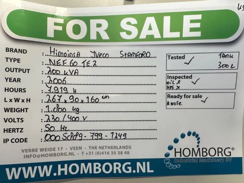 Stromgenerator Himoinsa Iveco NEF 60 TE2 Stamford 200 kVA generatorset: das Bild 18