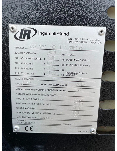 Ingersoll Rand 731 Isuzu diesel, 3,1 m3 - 7 Bar mobiele compressor LOW HOURS! - Luftkompressor: das Bild 4 Ingersoll Rand 731 Isuzu diesel, 3,1 m3 - 7 Bar mobiele compressor LOW HOURS! - Luftkompressor: das Bild 4