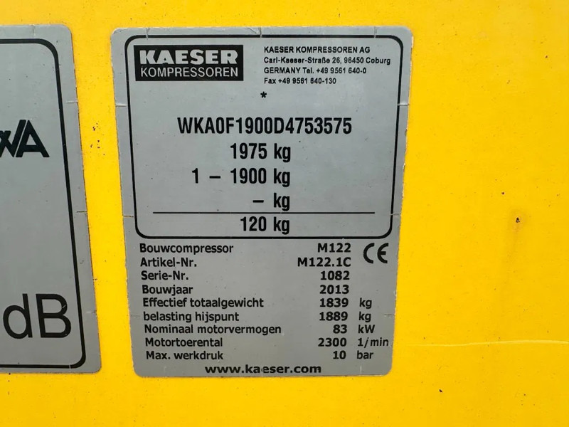 Kaeser M122 Deutz 11.1 m3 / min 10 Bar 83 kW Mobiele Diesel Compressor - Luftkompressor: das Bild 3 Kaeser M122 Deutz 11.1 m3 / min 10 Bar 83 kW Mobiele Diesel Compressor - Luftkompressor: das Bild 3