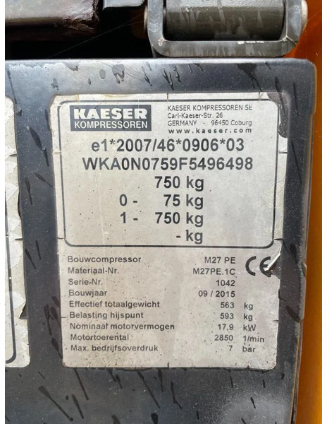 Luftkompressor Kaeser M27 Kubota 2,7 m3 / min 7 Bar 18 kW Mobiele Silent Diesel Compressor: das Bild 16