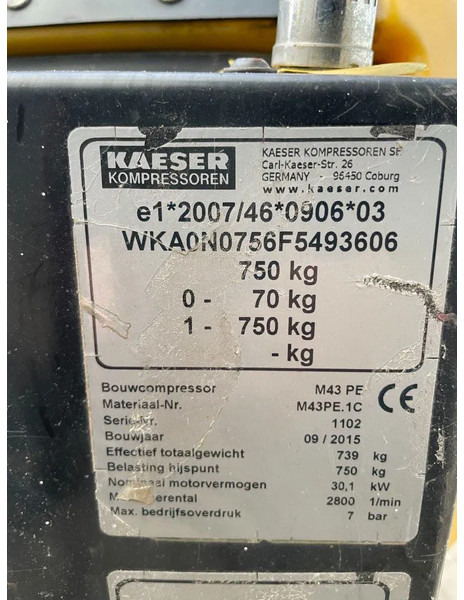 Luftkompressor Kaeser M43 Kubota 4,3 m3 / min 7 Bar 30 kW Mobielel Compressor: das Bild 18
