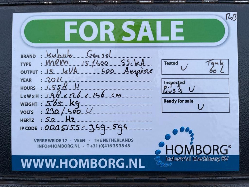 Stromgenerator Kubota GenSet MPM 15/400 SS-KA 15 kVA 400 Amp Silent Las generatorset: das Bild 18