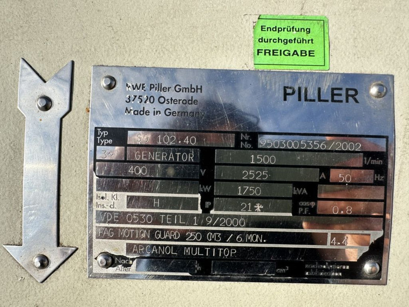 PILLER SG 102.40 Pillar 1750 kVA generatordeel Alternator as New ! 18 test hours ! - Stromgenerator: das Bild 3 PILLER SG 102.40 Pillar 1750 kVA generatordeel Alternator as New ! 18 test hours ! - Stromgenerator: das Bild 3