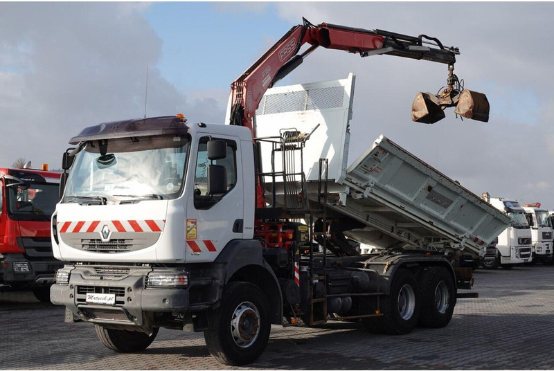 Renault KERAX 410 / 6x4 / WYWROTKA + HDS FASSI F150 / HYDROBURTA / BORDM - Kipper, Autokran: das Bild 1 Renault KERAX 410 / 6x4 / WYWROTKA + HDS FASSI F150 / HYDROBURTA / BORDM - Kipper, Autokran: das Bild 1