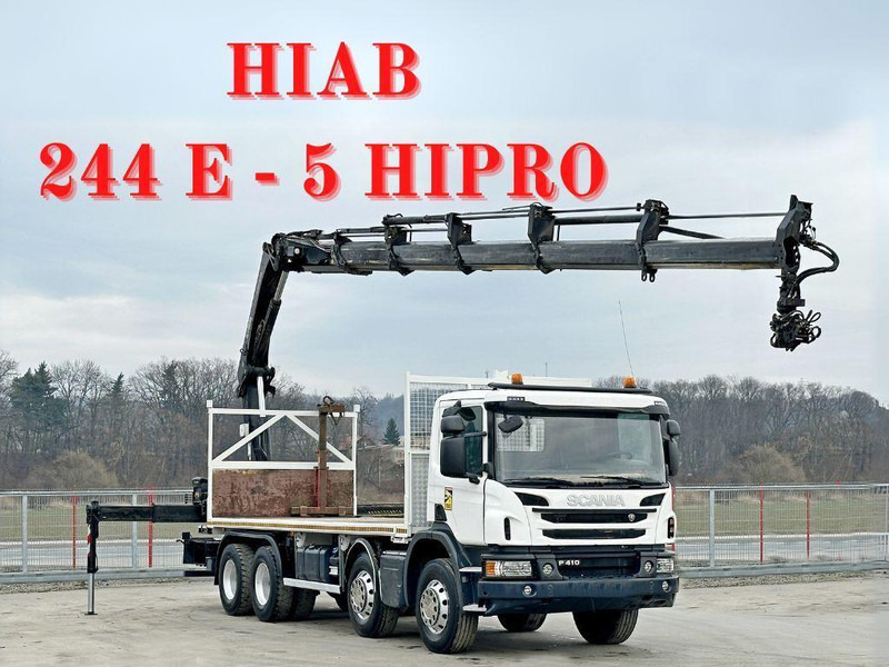 Scania P 410*PLATFORM 7,00m*HIAB 244 E-5 HIPRO+FUNK/8x4 - Pritsche LKW, Autokran: das Bild 1 Scania P 410*PLATFORM 7,00m*HIAB 244 E-5 HIPRO+FUNK/8x4 - Pritsche LKW, Autokran: das Bild 1