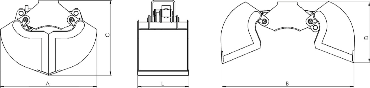 Clamshell bucket with sidewalls BV-L 125 - Zweischalengreifer für Ladekran: das Bild 4 Clamshell bucket with sidewalls BV-L 125 - Zweischalengreifer für Ladekran: das Bild 4