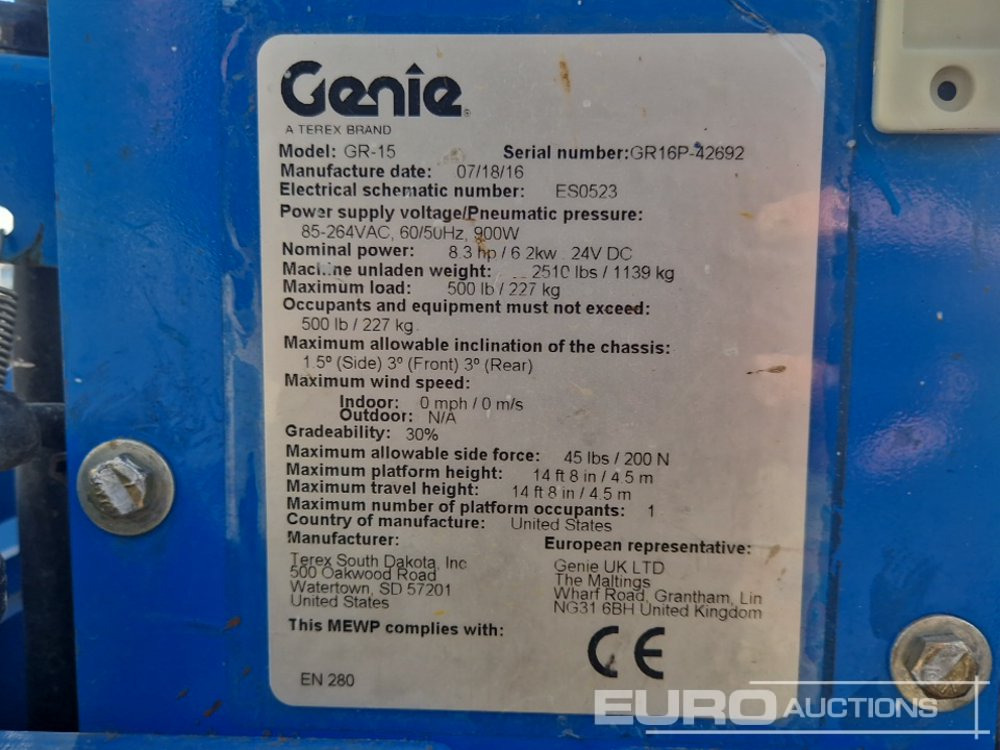 Teleskopmastbühne 2016 Genie GR-15: das Bild 23