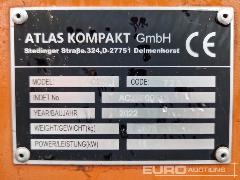 Minibagger 2022 Atlas AC25F Rubber Tracks, Blade, Offset, Pioed, Aux Piping, QH: das Bild 35
