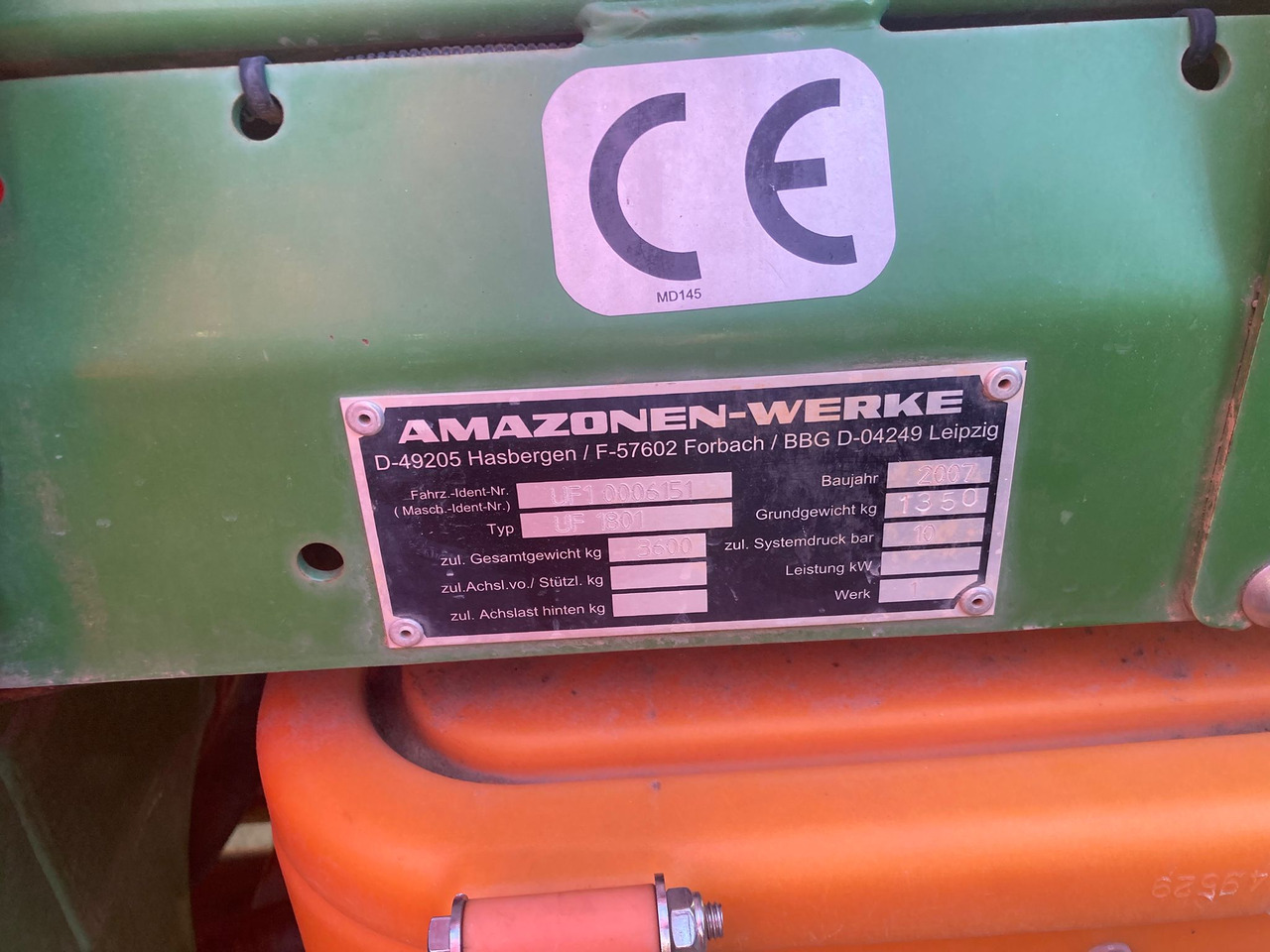 Amazone UF 1801 - Anbauspritze: das Bild 2 Amazone UF 1801 - Anbauspritze: das Bild 2