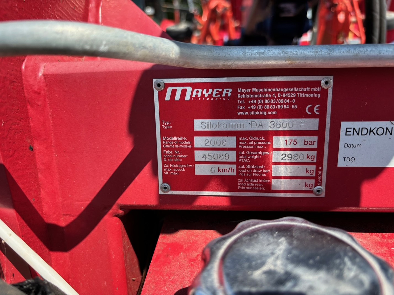 Mayer Siloking Silokamm DA 3600 F - Silotechnik: das Bild 2 Mayer Siloking Silokamm DA 3600 F - Silotechnik: das Bild 2