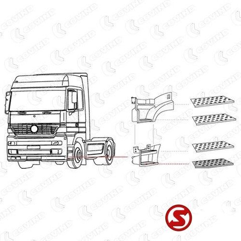 Mercedes-Benz Trede actros mp 1 - 2 -3 mega space links - Trittbrett für LKW: das Bild 2 Mercedes-Benz Trede actros mp 1 - 2 -3 mega space links - Trittbrett für LKW: das Bild 2