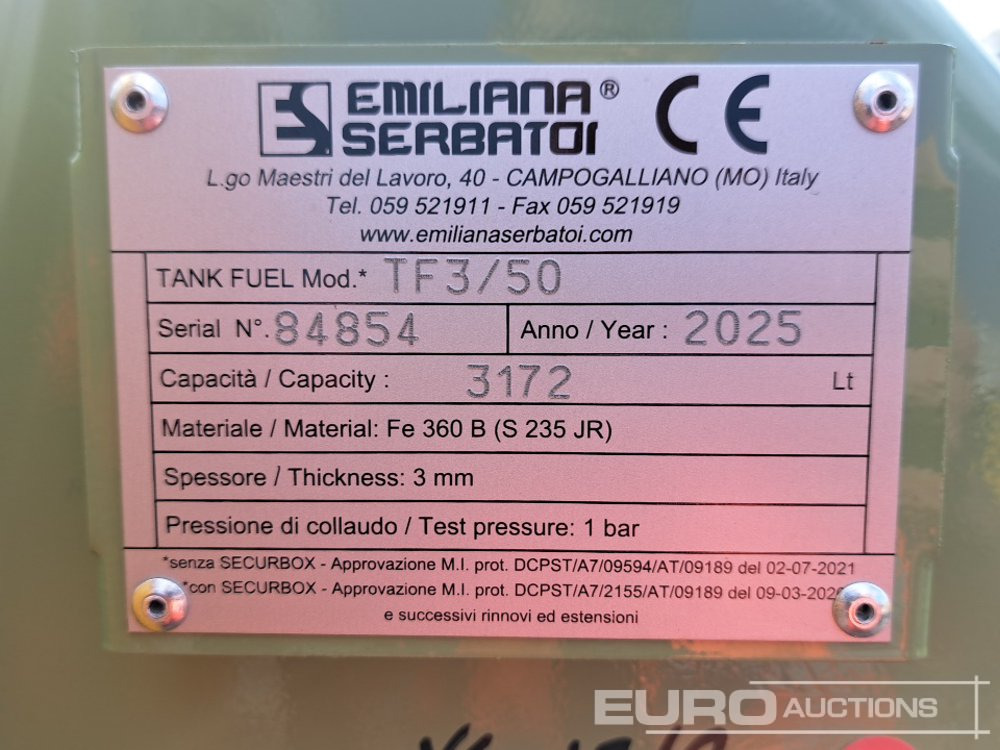 Lagertank Unused 2025 Emiliana Serbatoi TF3/50 3000 Litre Fuel Tank, Meter, 240 Volt Pump: das Bild 12